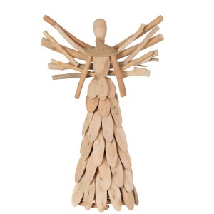 Přírodní dřevěný anděl z větviček se šátkem Scarf branches - 30*10*49cm