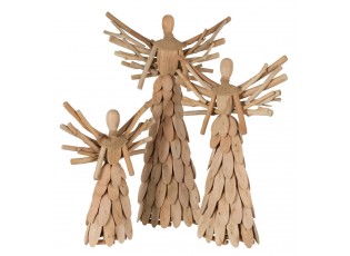 Přírodní dřevěný anděl z větviček se šátkem Scarf branches - 30*10*49cm
