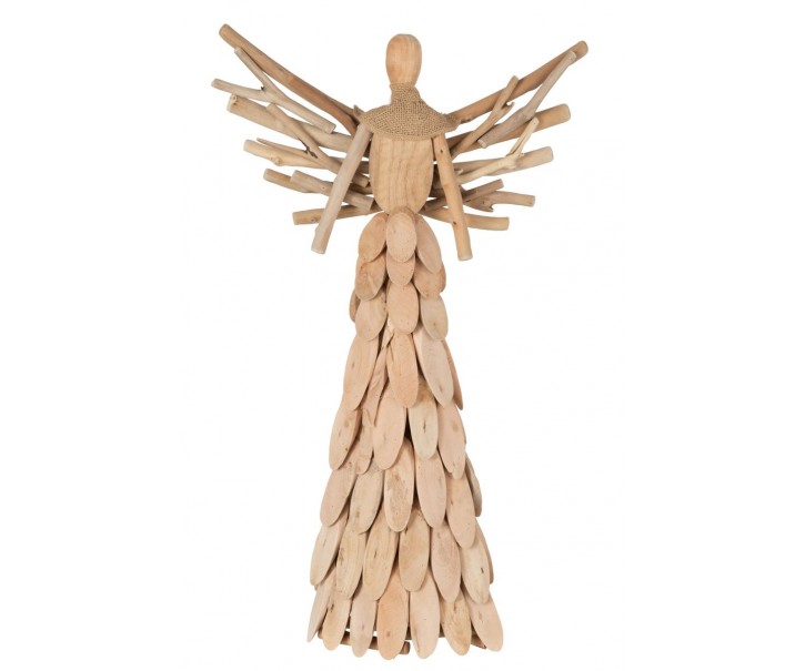 Přírodní dřevěný anděl z větviček se šátkem Scarf branches - 35*11*58cm