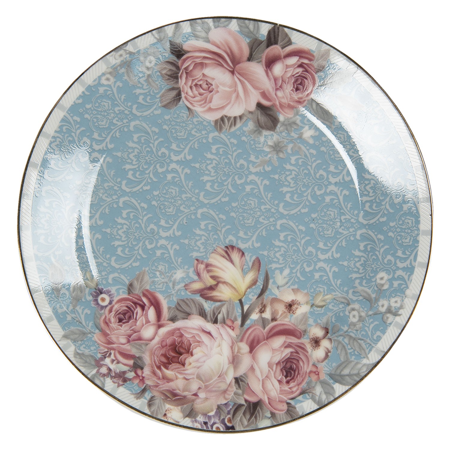 Porcelánový dezertní talířek  Peony Rosé - Ø 18*2 cm Clayre & Eef