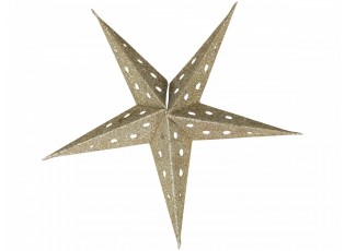 Champagne papírová hvězda Vintage s glitry - 13 cm