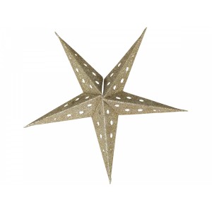 Champagne papírová hvězda Vintage s glitry - 13 cm