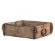 Dřevěná retro bedýnka s kovovými uchy Brick old - 22*22*8 cm