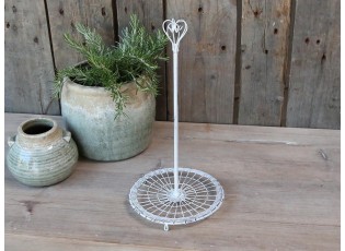 Bílý kovový stojan na kuchyňské utěrky s ozdobou Fill - Ø 16*33 cm