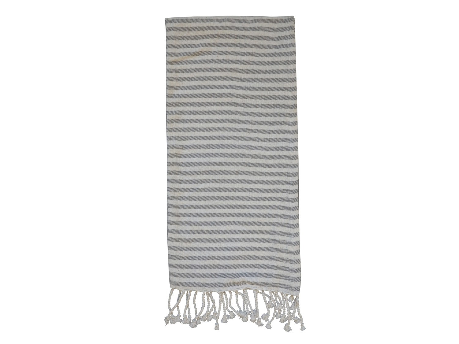 Slabounký bavlněný ručník / osuška se šedými pruhy a třásněmi Hammam - 90*180 cm Chic Antique