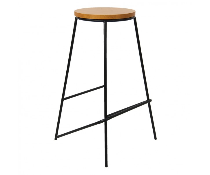 Černá barová židle s dřevěným sedákem Pinn - 40*40*71 cm