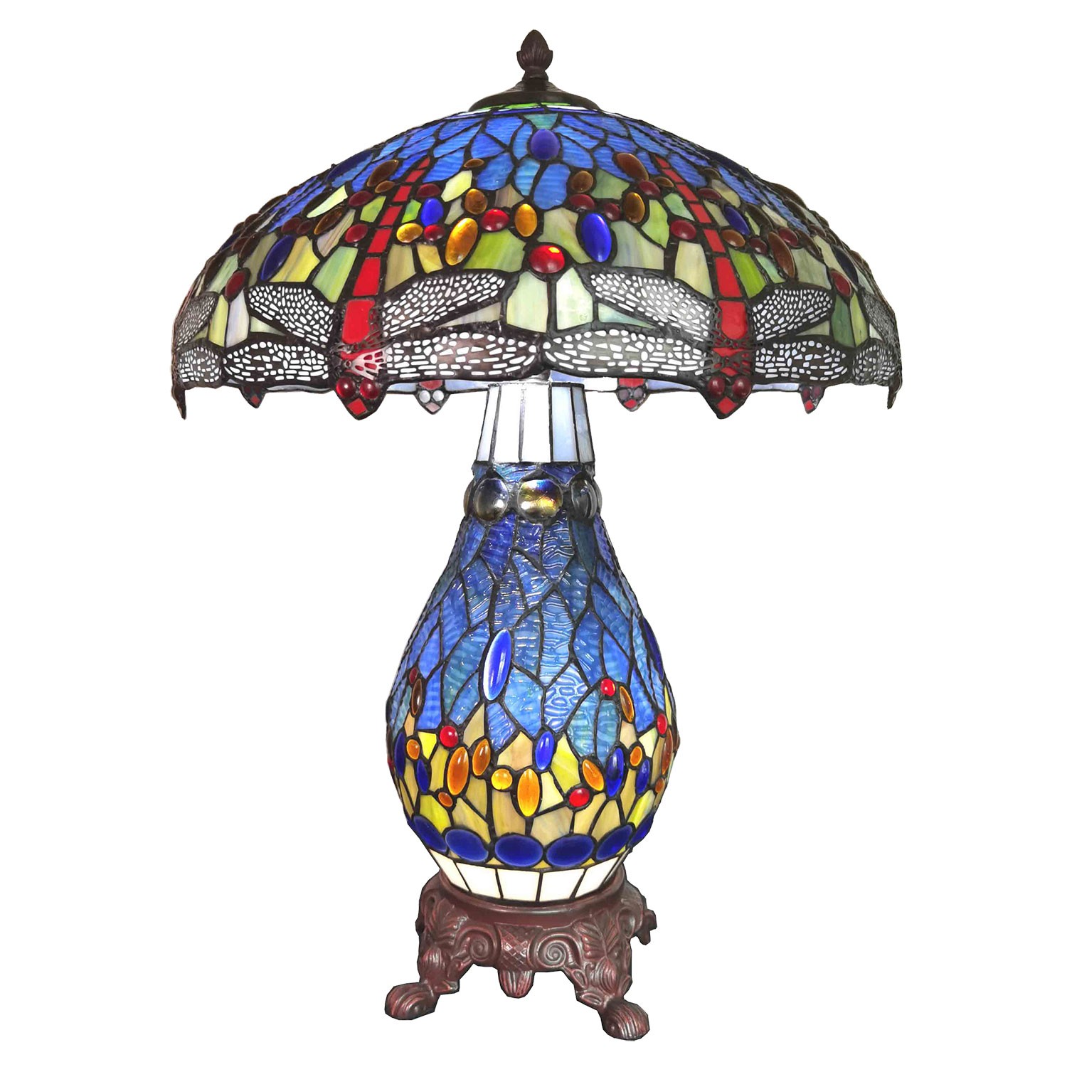 Modrá stolní lampa Tiffany Poulin - Ø 46*63 cm E27/max 2*40W E14/max 1*7W Clayre & Eef