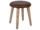 Hnědá kulatá kožená stolička s dřevěnými nohami Marien - 36*36*40 cm