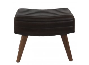 Hnědá kožená stolička s dřevěnými nohami Minot - 49*33*41 cm