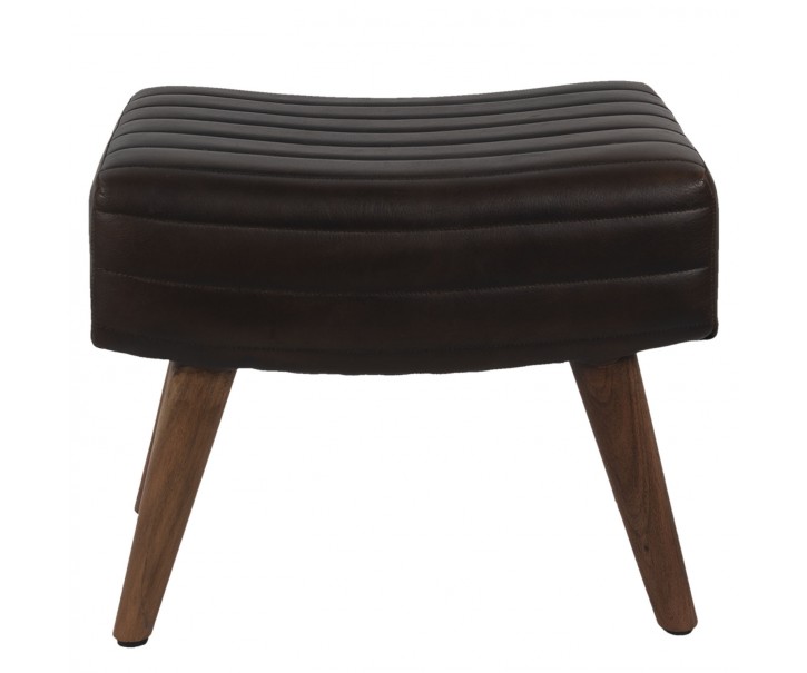 Hnědá kožená stolička s dřevěnými nohami Minot - 49*33*41 cm