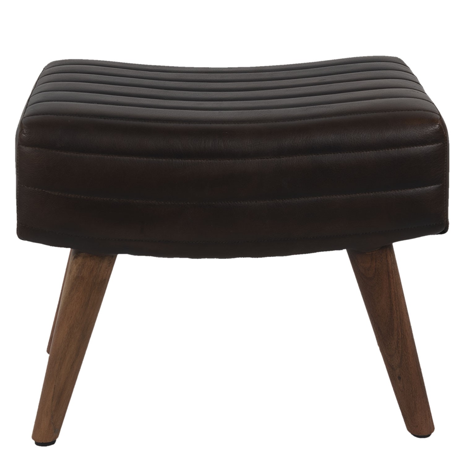 Hnědá kožená stolička s dřevěnými nohami Minot - 49*33*41 cm Clayre & Eef