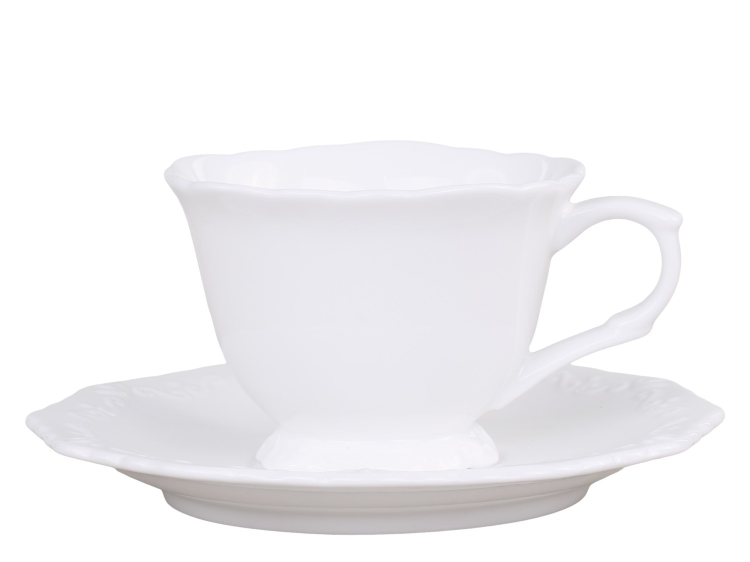 Porcelánový šálek s podšálkem s krajkou Provence lace - 9cm / 0.18L
