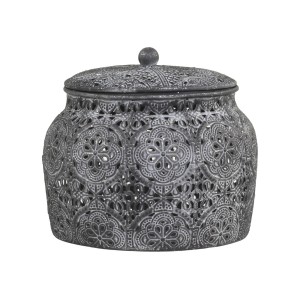 Zinková kovová vintage dóza Vire s víkem - Ø15*13 cm