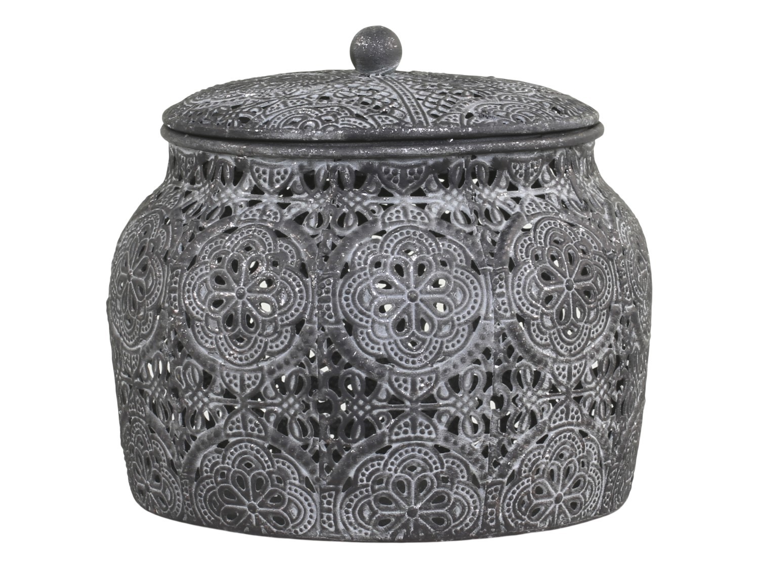 Zinková kovová vintage dóza Vire s víkem - Ø15*13 cm