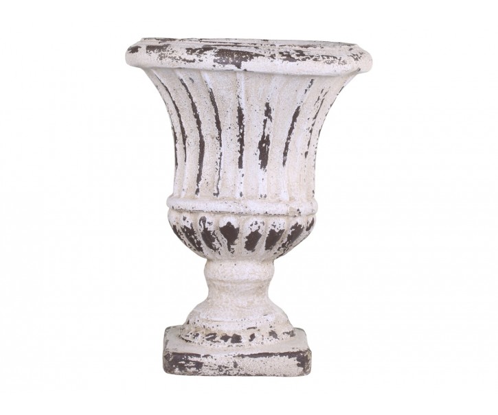Krémový antik obal na květináč/ váza s patinou - Ø 32*42cm