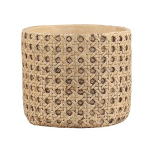 Hnědý obal na květináč s proutěným vzorem Corte - Ø 13,5*11,5cm