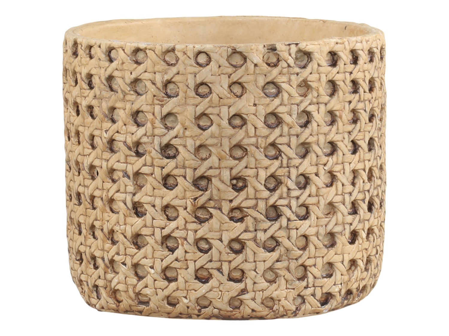 Hnědý obal na květináč s proutěným vzorem Corte - Ø 13,5*11,5cm