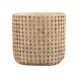 Hnědý obal na květináč s proutěným vzorem Corte - Ø 18*17cm