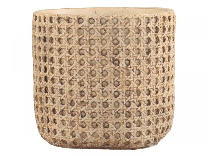 Hnědý obal na květináč s proutěným vzorem Corte - Ø 18*17cm