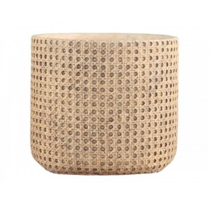 Hnědý obal na květináč s proutěným vzorem Corte - Ø 26*24cm