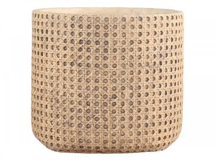 Hnědý obal na květináč s proutěným vzorem Corte - Ø 26*24cm