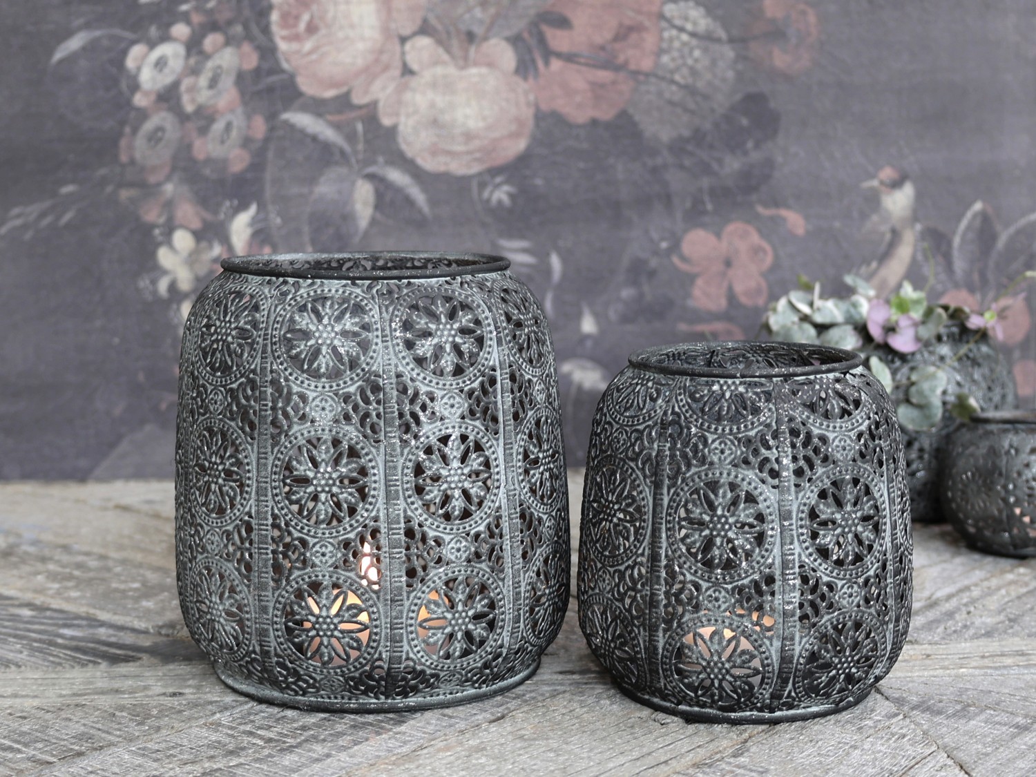Zinkový kovový vintage svícen Vire zinc - Ø 12*12 cm