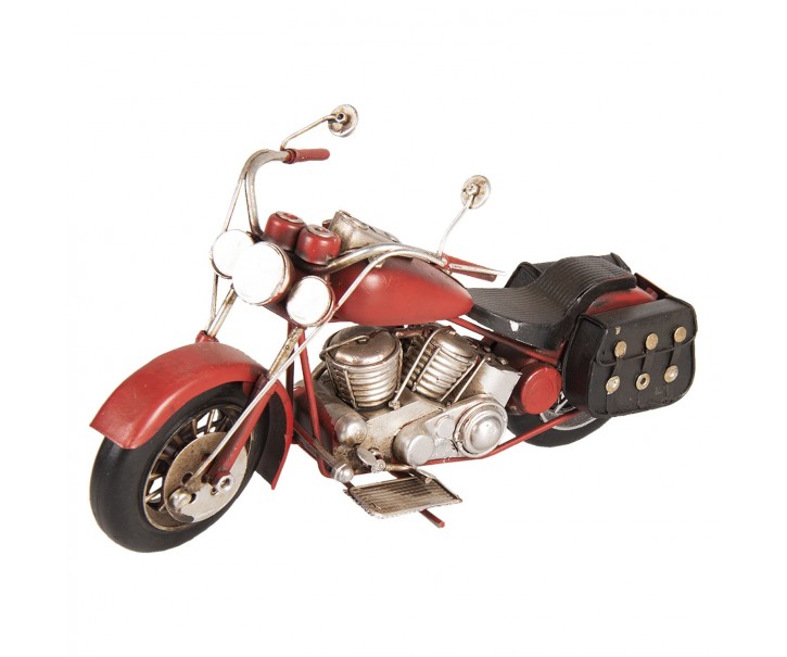 Retro model červená motorka s brašnami - 28*10*14 cm