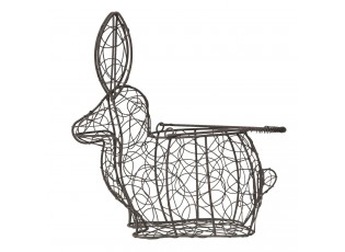 Hnědý dekorační drátěný košík ve tvaru králíka - 26*15*28 cm