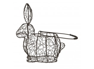 Hnědý dekorační drátěný košík ve tvaru králíka - 20*12*24 cm