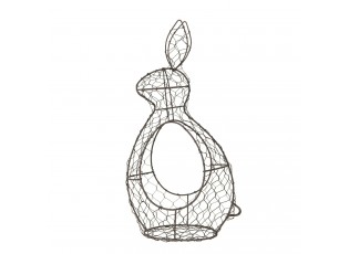 Hnědý drátěný dekorační košík králík Bunny - 18*18*37 cm