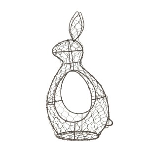 Hnědý drátěný dekorační košík králík Bunny - 18*18*37 cm