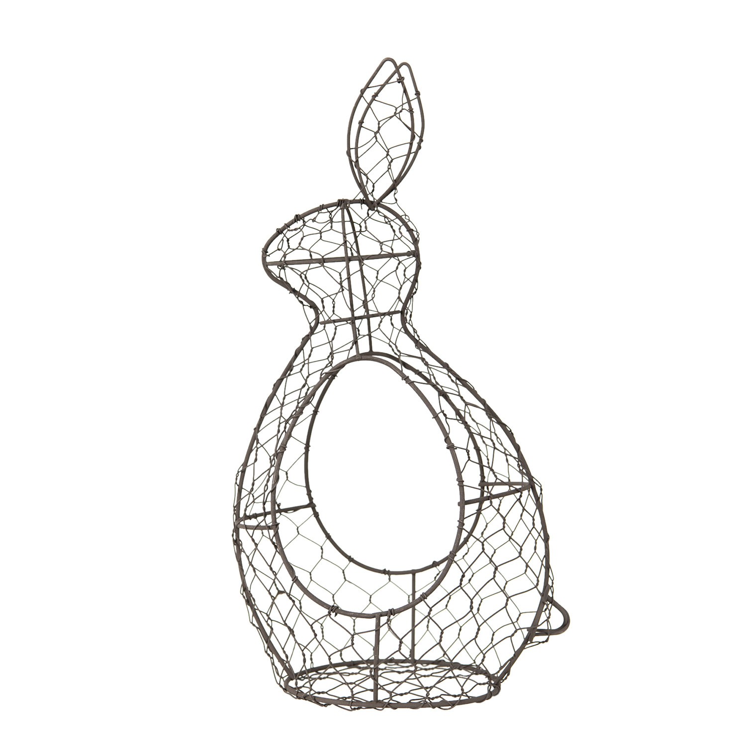 Hnědý drátěný dekorační košík králík Bunny - 18*18*37 cm