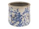 Keramický obal na květináč s modrými květy - Ø 12*11 cm