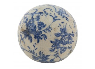 Keramická koule s modrými květy - Ø12*11 cm