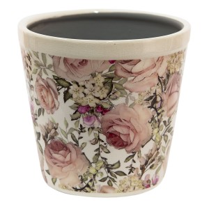 Keramický obal na květináč s růžemi Rosien - Ø15*14 cm