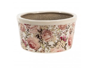Keramický obal na květináč s růžemi Rosien - Ø19*10 cm