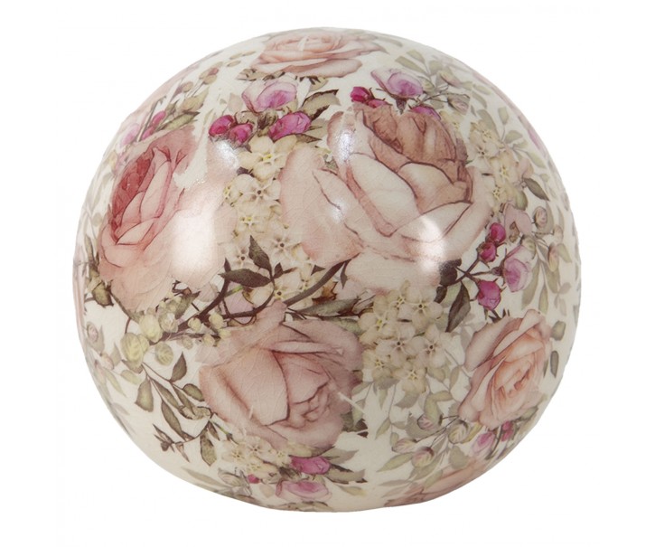 Keramická dekorační koule s růžemi Rosien - Ø12*11 cm