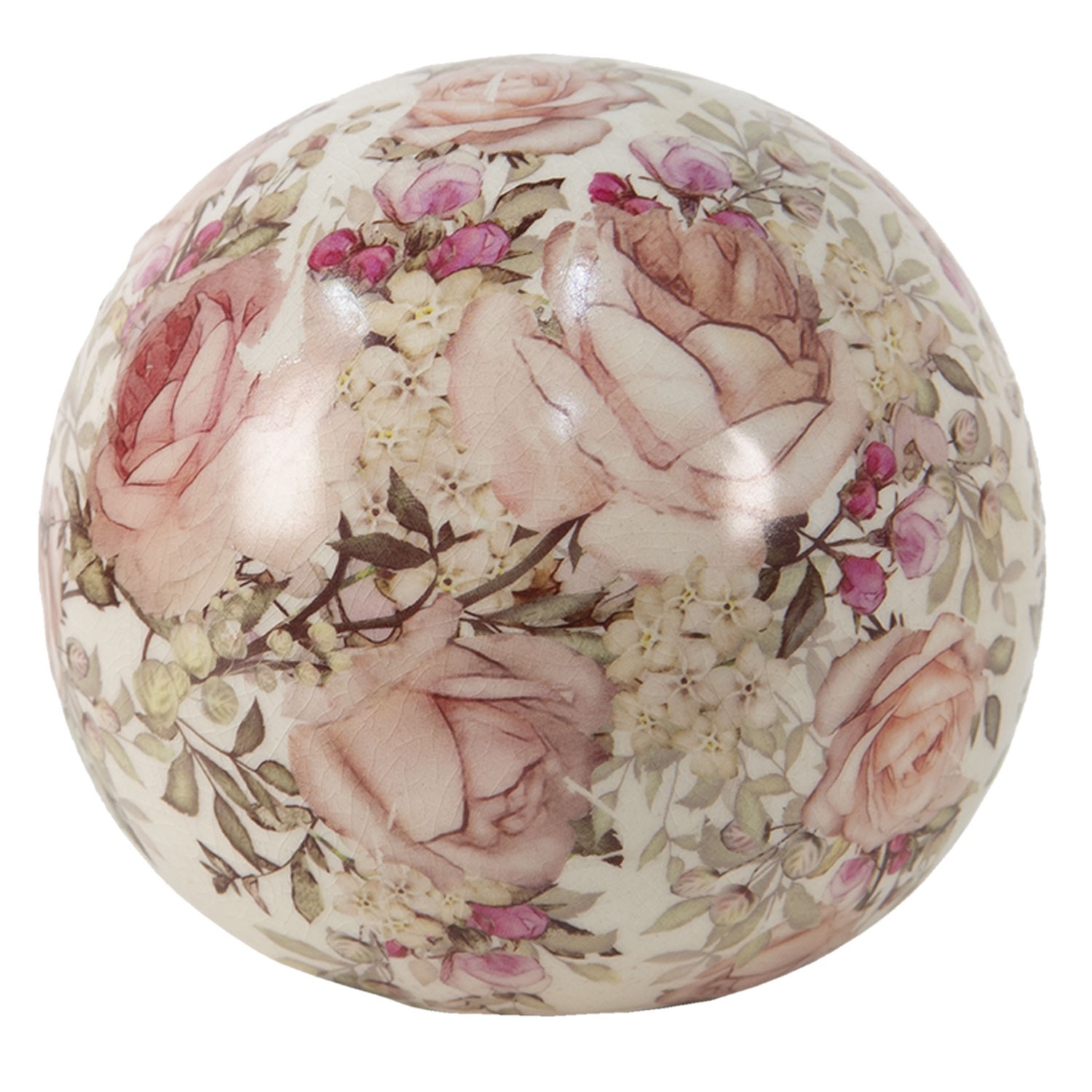 Keramická dekorační koule s růžemi Rosien - Ø 9*8 cm 6CE1412M