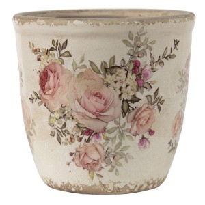 Keramický obal na květináč s růžemi Rosien - Ø12*12 cm