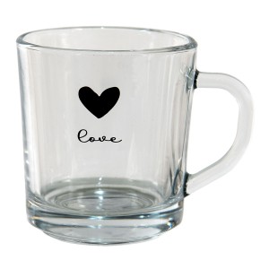Skleněný hrneček Love - 11*8*9 cm / 250 ml
