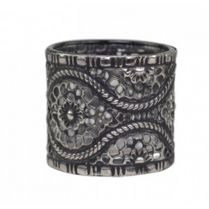 Skleněný vintage svícen s kovovým zdobením Flower - Ø 5*6 cm