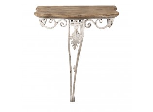 Dřevěný nástěnný stůl se zdobnou kovovou nohou - 70*43*78 cm