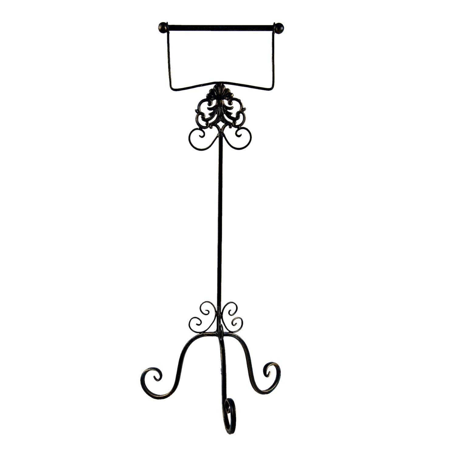 Černý antik kovový držák toaletního papíru Potier ornament - 27*24*70 cm