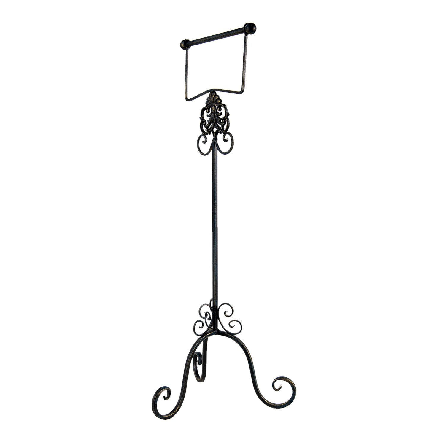 Černý antik kovový držák toaletního papíru Potier ornament - 27*24*70 cm