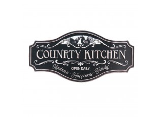 Černá plechová cedule Country Kitchen - 60*1*30 cm