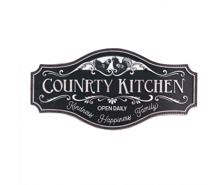 Černá plechová cedule Country Kitchen - 60*1*30 cm