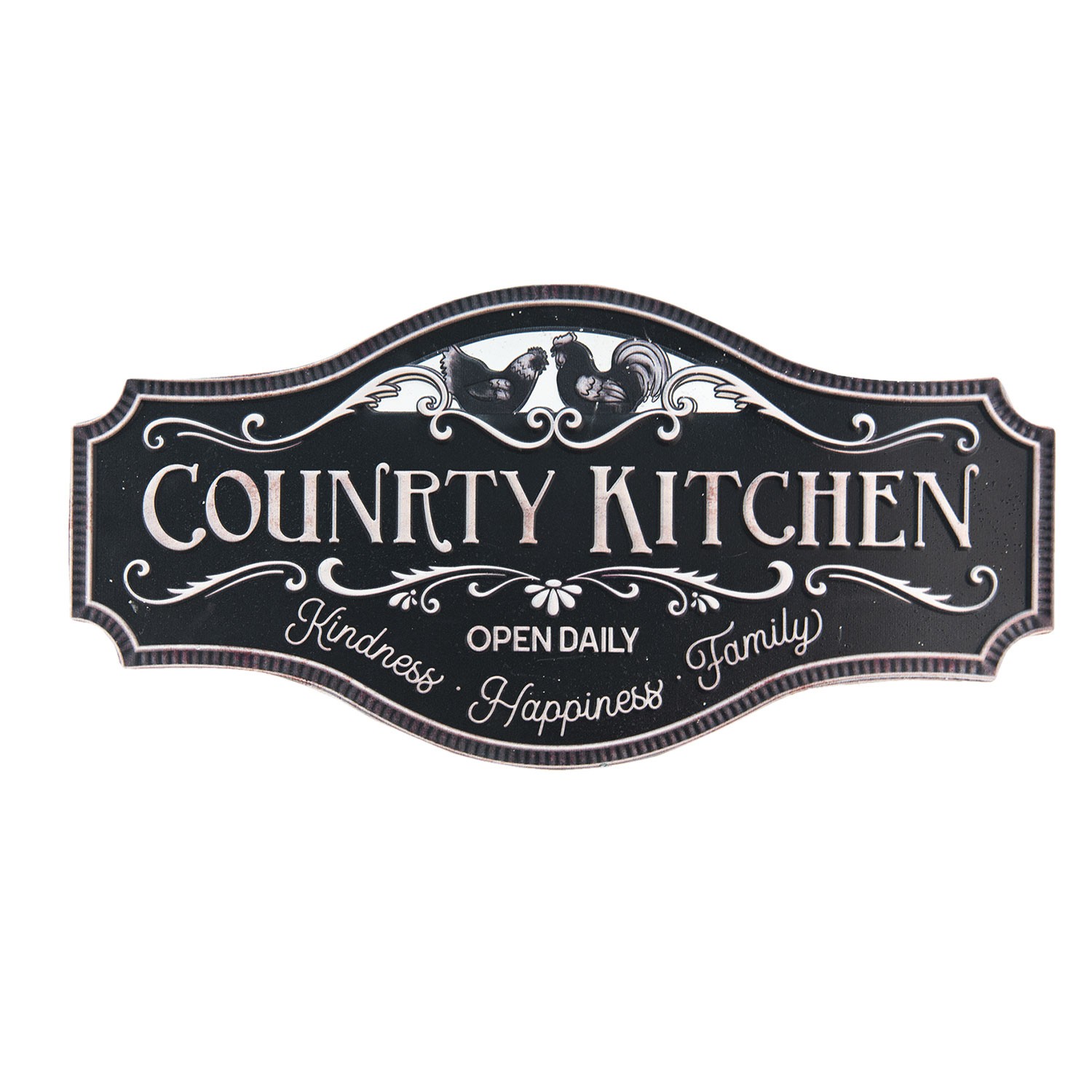 Černá plechová cedule Country Kitchen - 60*1*30 cm Clayre & Eef