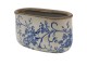 Oválný keramický obal na květináč s modrými květy Saten M - 17*9*10 cm
