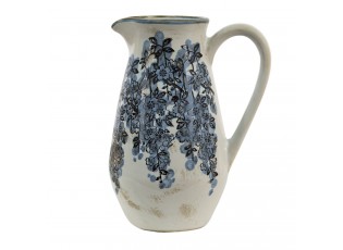 Béžový keramický džbán s modrými květy Maun - 16*12*22 cm