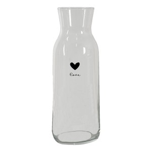 Skleněná karafa s černým srdíčkem Love - Ø 9*25 cm / 1000 ml